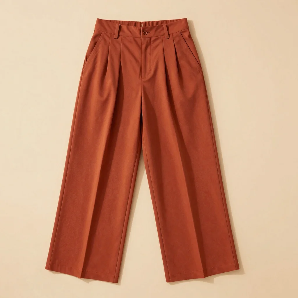 Terracotta Pleated Wide-Leg Trousers