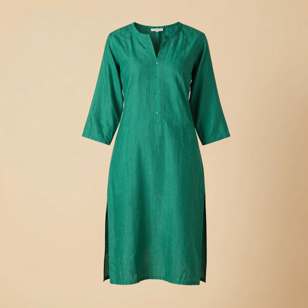 Emerald Embroidered Cotton Kurti